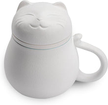 Keramik Teetasse mit süßem Katzen Design und Teesieb