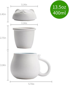 Keramik Teetasse mit süßem Katzen Design und Teesieb
