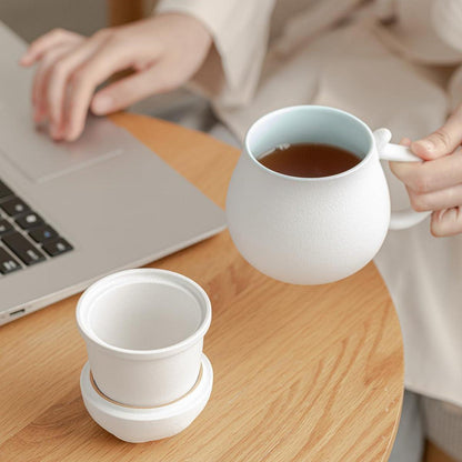 Keramik Teetasse mit Teesieb und Deckel Katzen Design 13.5oz White