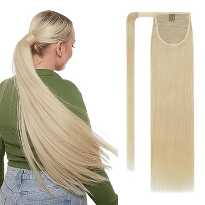 Echthaar Pferdeschwanz Verlängerung glatt #613 hellblond 55cm