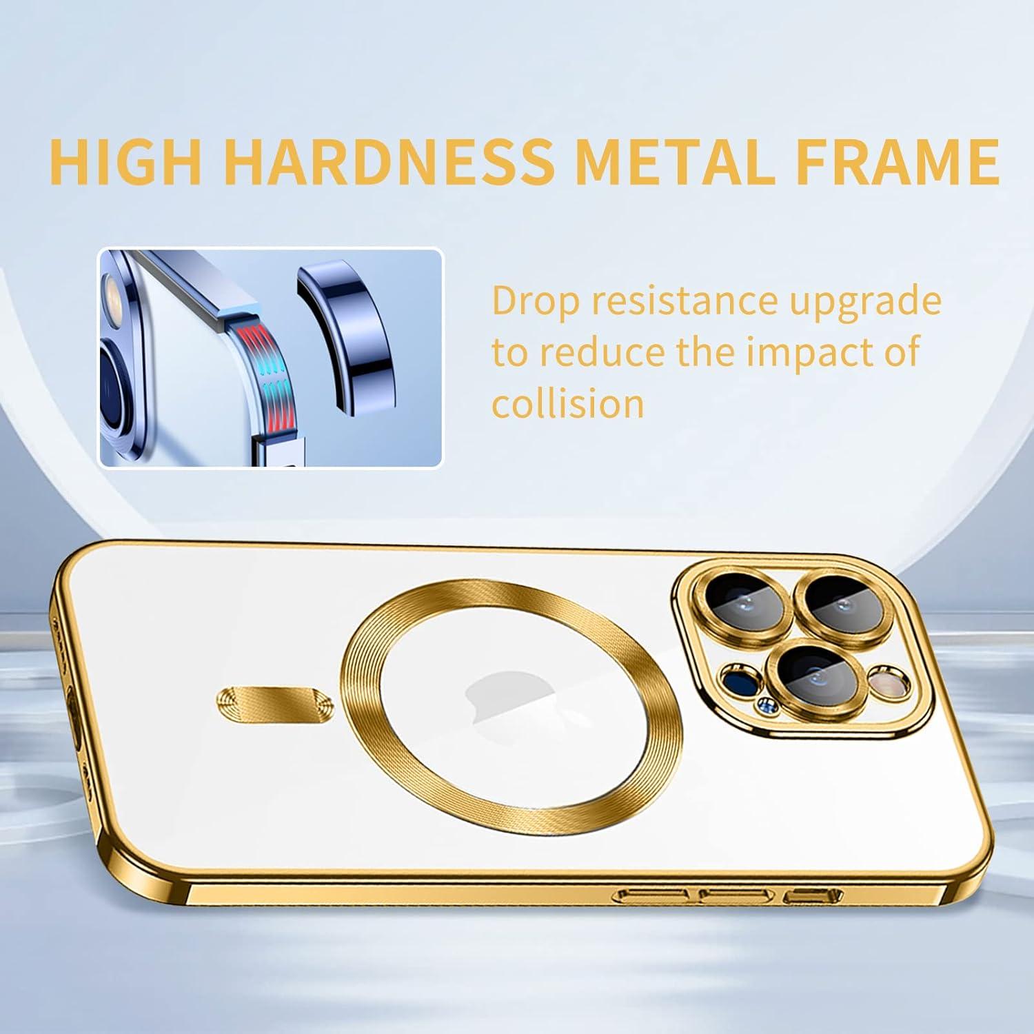 Magnetische iPhone 12 Pro Hülle mit MagSafe Stoßfest Anti-Gelbstich Militärnorm - Gold