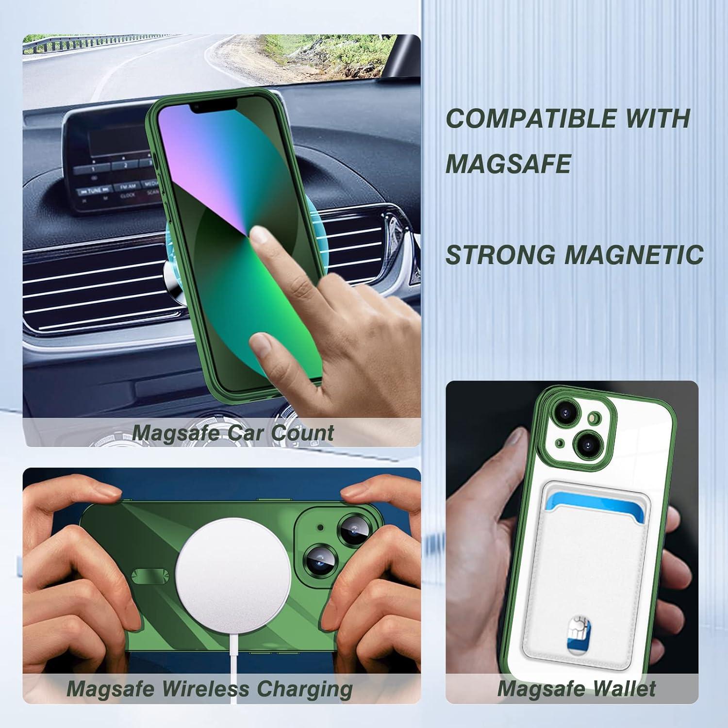 Magnetische iPhone 13 Hülle MagSafe Stoßfest Anti-Vergilbung Grün