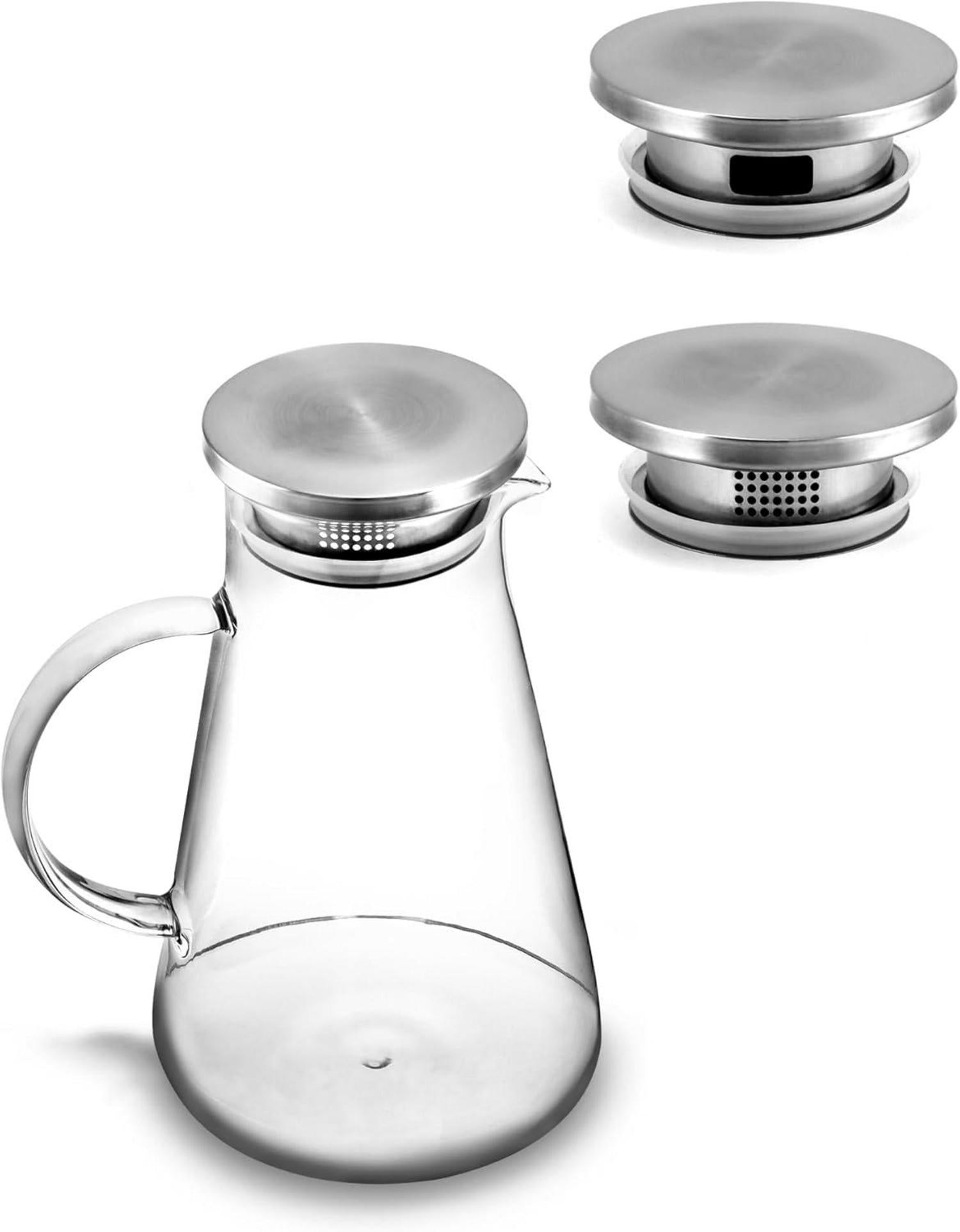 Karaffe Borosilikatglas 2.0 Liter Glaskanne Saftkrug Deckel