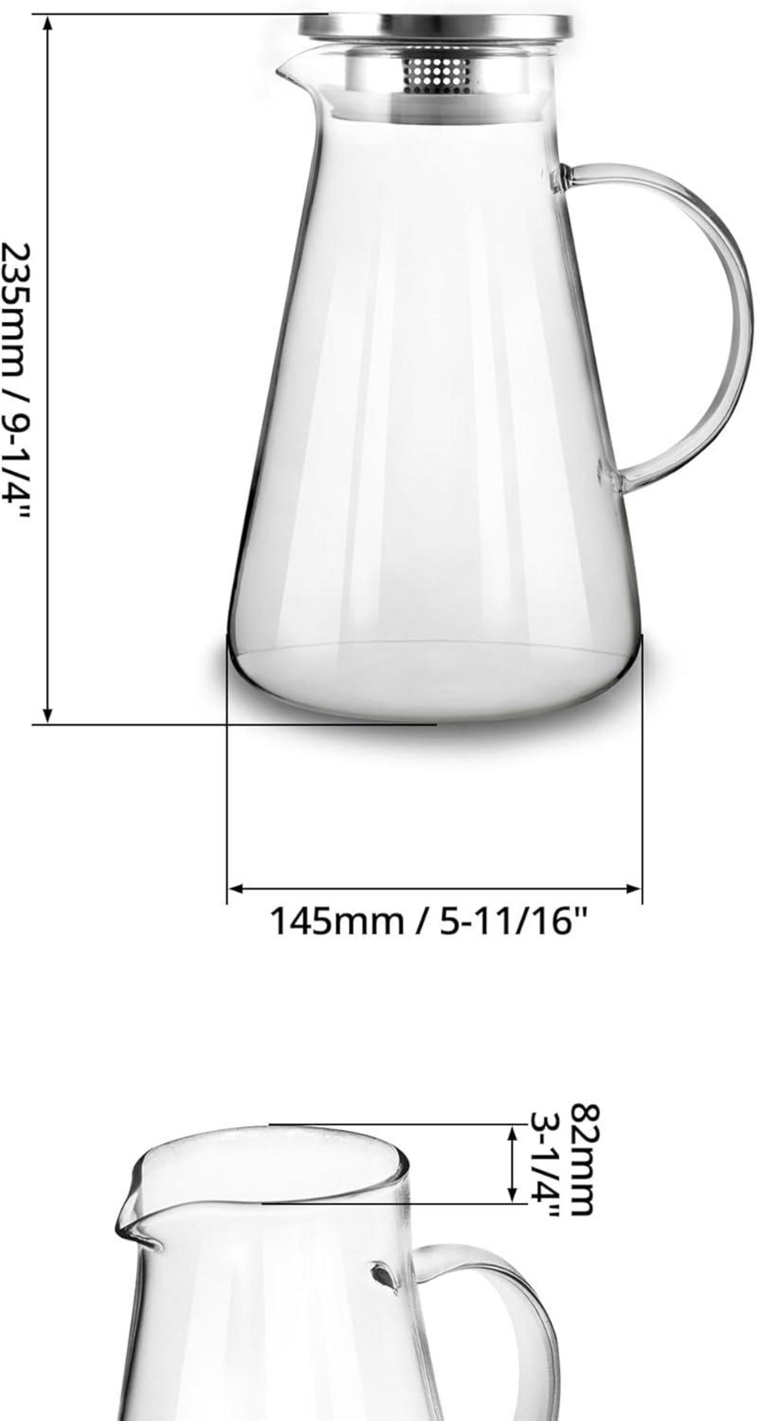 Karaffe 2.0 Liter Borosilikatglas Deckel Glaskaraffe Saftkrug