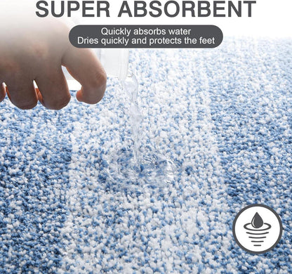 Badematte 45x120cm Blau rutschfeste Wasserabsorbierend Maschinenwaschbar
