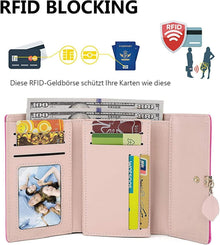 Damen Geldbörse Leder Portemonnaie Kartenfächer Münztasche