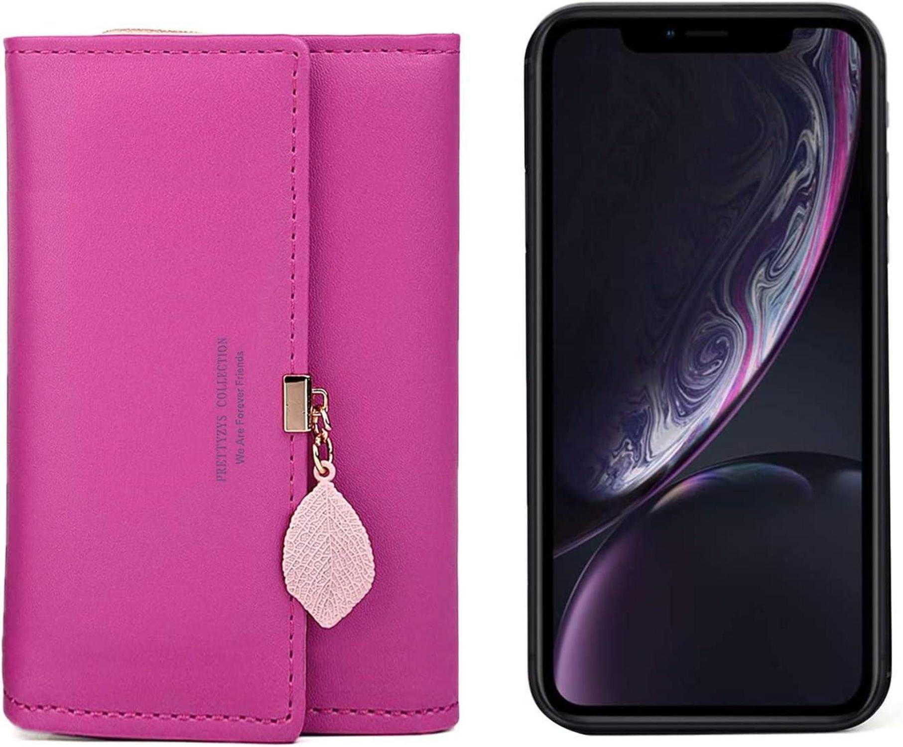 Damen Geldbörse mittelgroß Portemonnaie Leder Schwarz Elegant