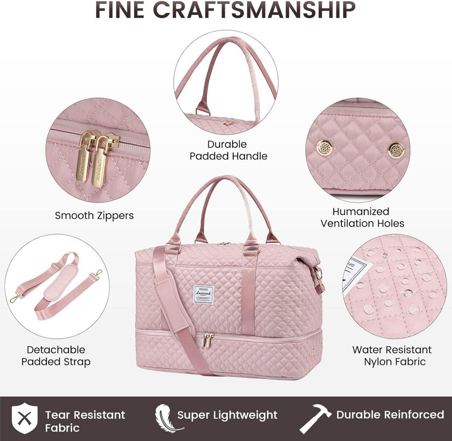 Große Damen Reisetasche mit Schuhfach und Nassfach - Wasserdicht 48x23x34,5cm