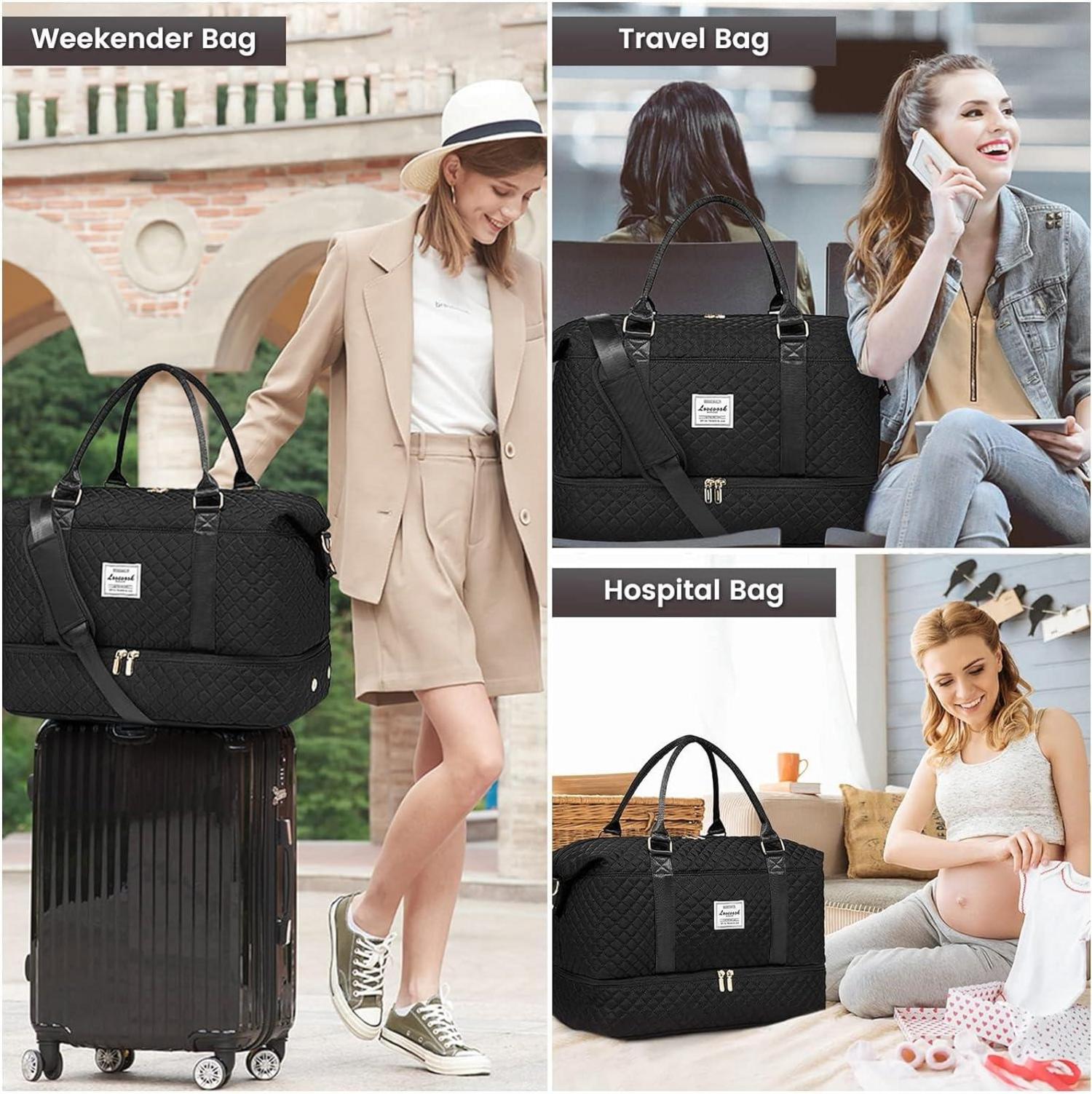 Reisetasche Damen Sporttasche Groß mit Schuhfach Nassfach Weekender