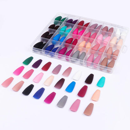 Lange Matt Sarg Nägel zum Aufkleben, Ballerina Press on Nails Kit 24er Pack