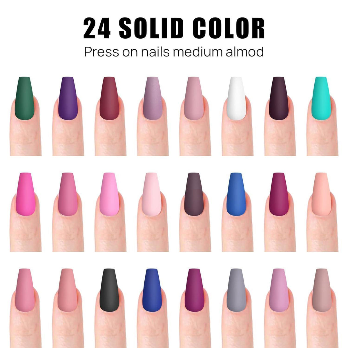 Lange Matt Sarg Nägel zum Aufkleben, Ballerina Press on Nails Kit 24er Pack