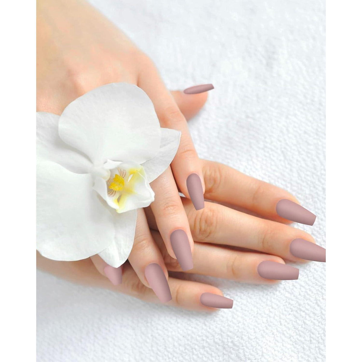 Lange Matt Sarg Nägel zum Aufkleben, Ballerina Press on Nails Kit 24er Pack