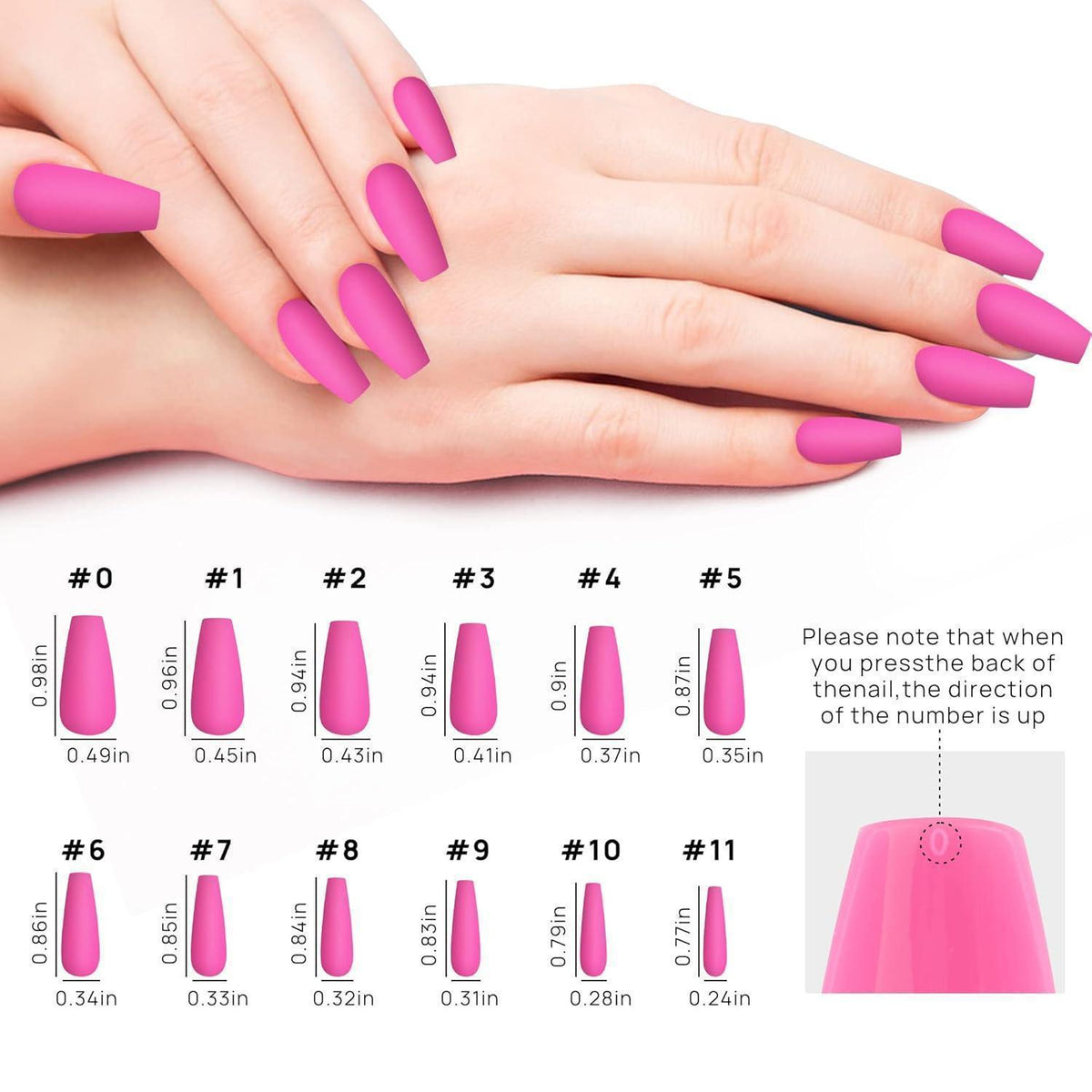Lange Matt Sarg Nägel zum Aufkleben, Ballerina Press on Nails Kit 24er Pack