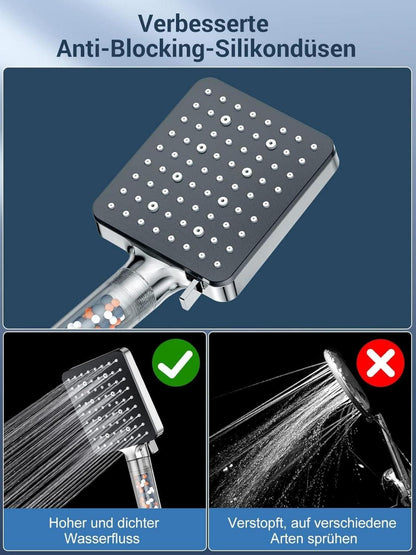 Duschkopf mit Schlauch 1.6M Filter 6 Strahlarten Regendusche