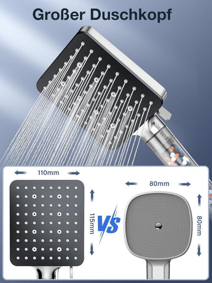 Duschkopf mit Schlauch 1.6M Filter 6 Strahlarten Chrom 1*Duschkopf