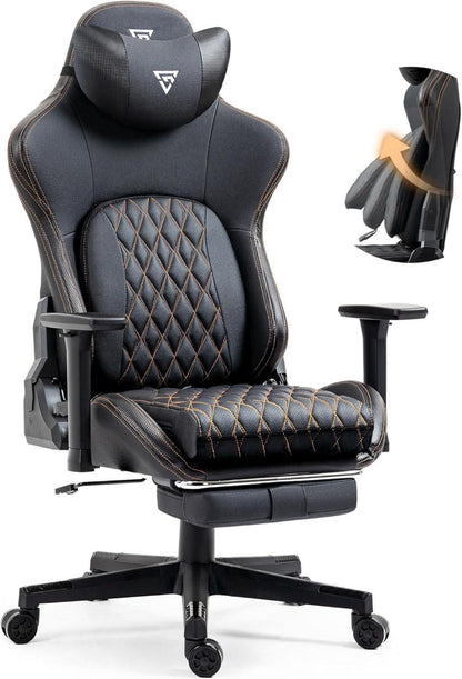 Ergonomischer Gaming Stuhl mit Fußstütze und 3D Armlehnen, 180 kg