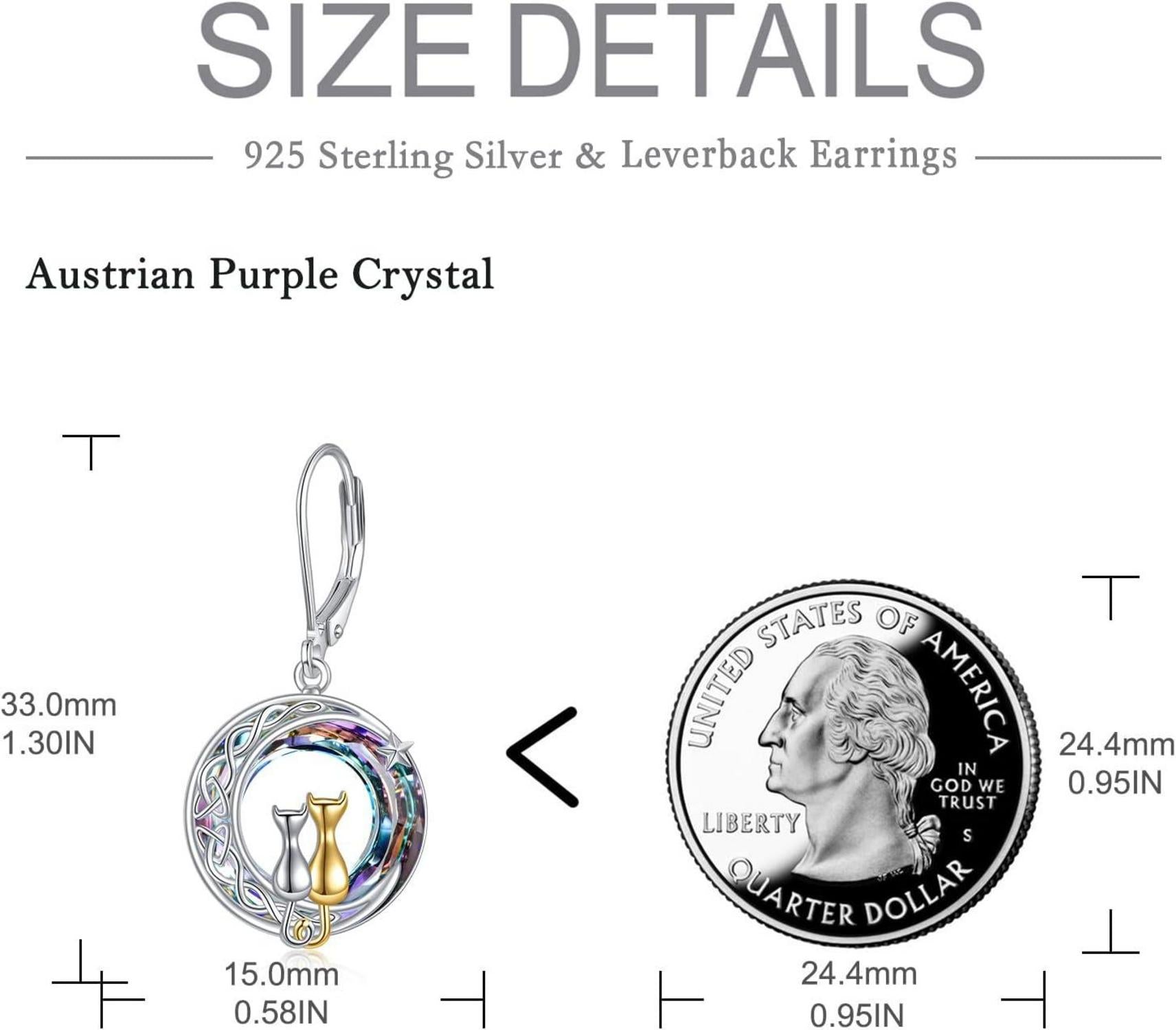 VONALA Mond Katze Ohrringe Sterling Silber Keltisch Kristall für Damen und