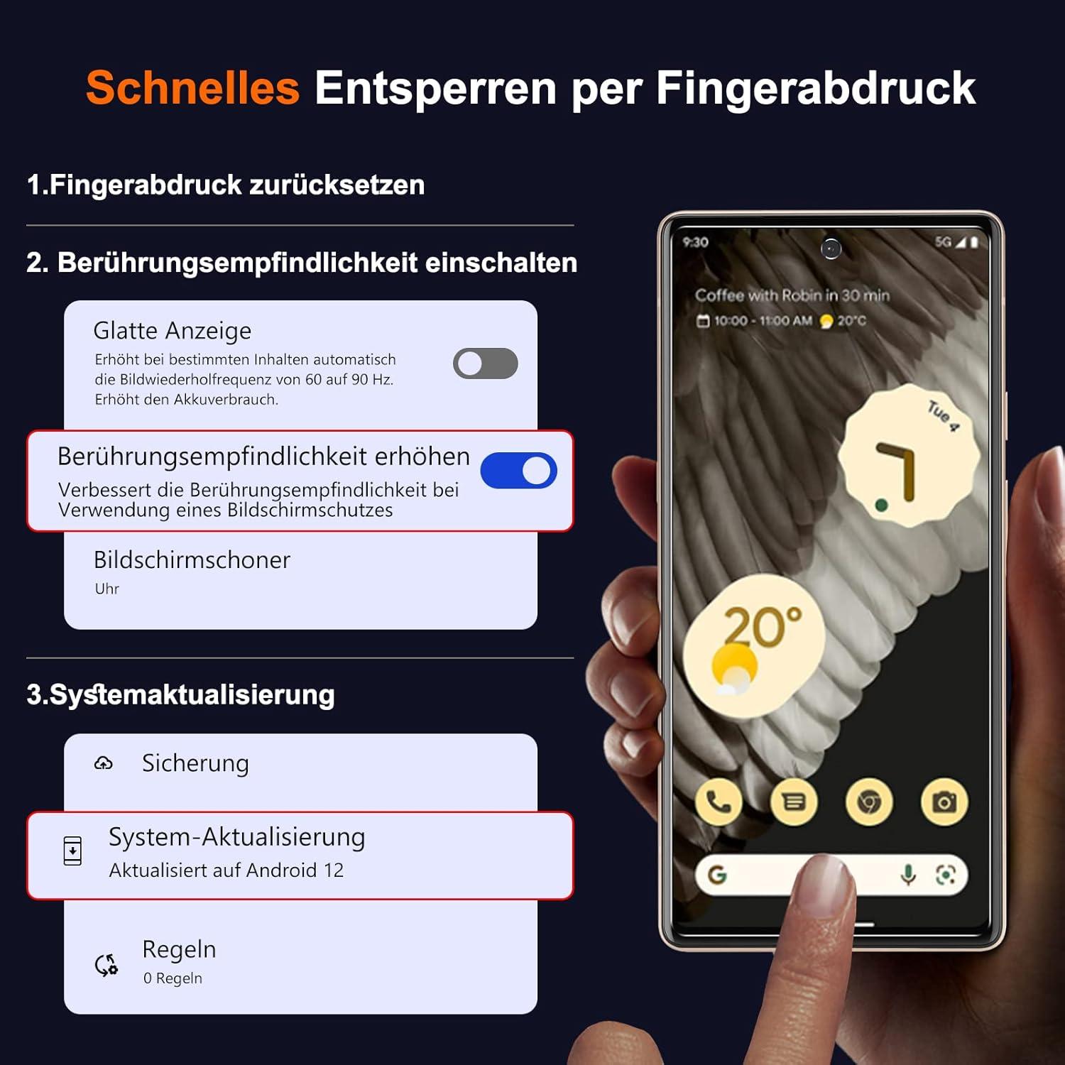 Display- und Kamera-Schutzfolie für Google Pixel 7 Pro, 2 Folien