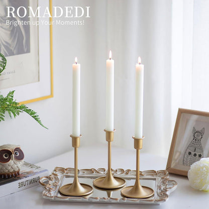 6er Set Goldene Kerzenständer Stabkerzen Metall 16.5cm - Wohnzimmer Hochzeit Adventskranz Vintage Deko