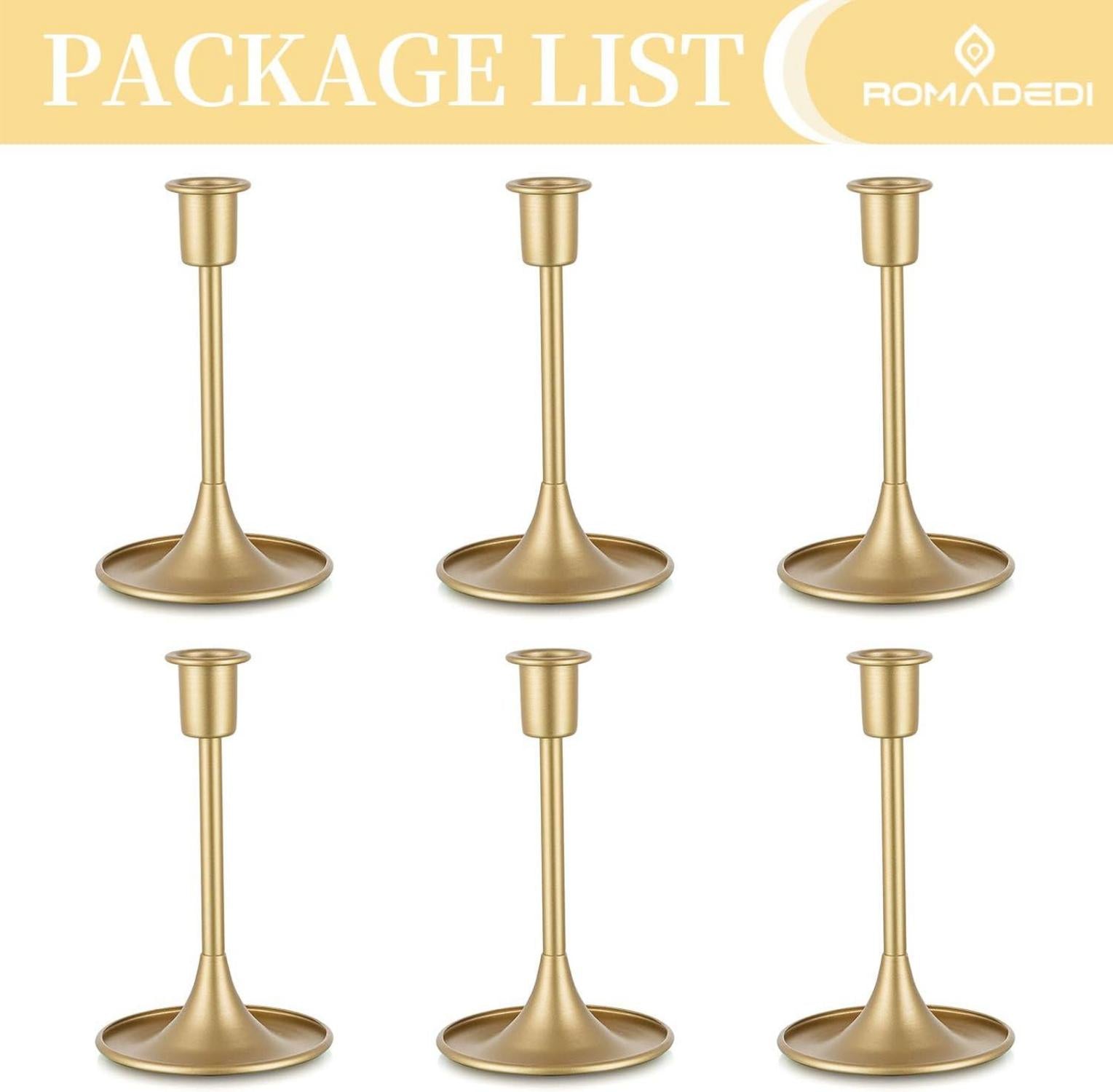 Goldene Kerzenständer 6er Set - Stabkerzen Weihnachten Wohnzimmer Vintage