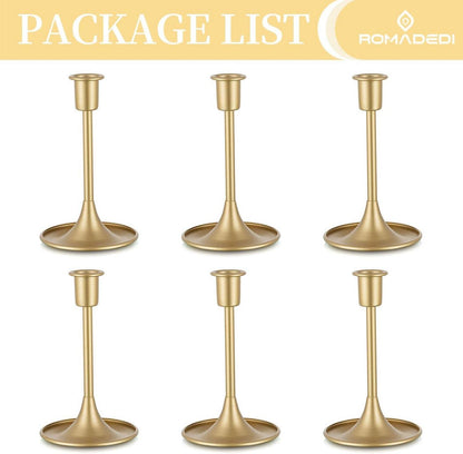 Goldene Kerzenständer 6er Set - Stabkerzen Weihnachten Wohnzimmer Vintage