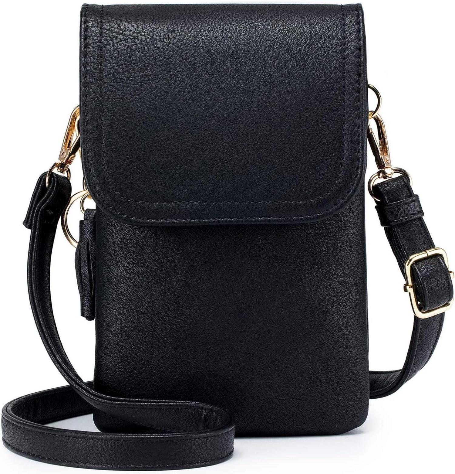 Kleine Damen Handytasche mit Geldbörse, verstellbarer Riemen, PU Leder