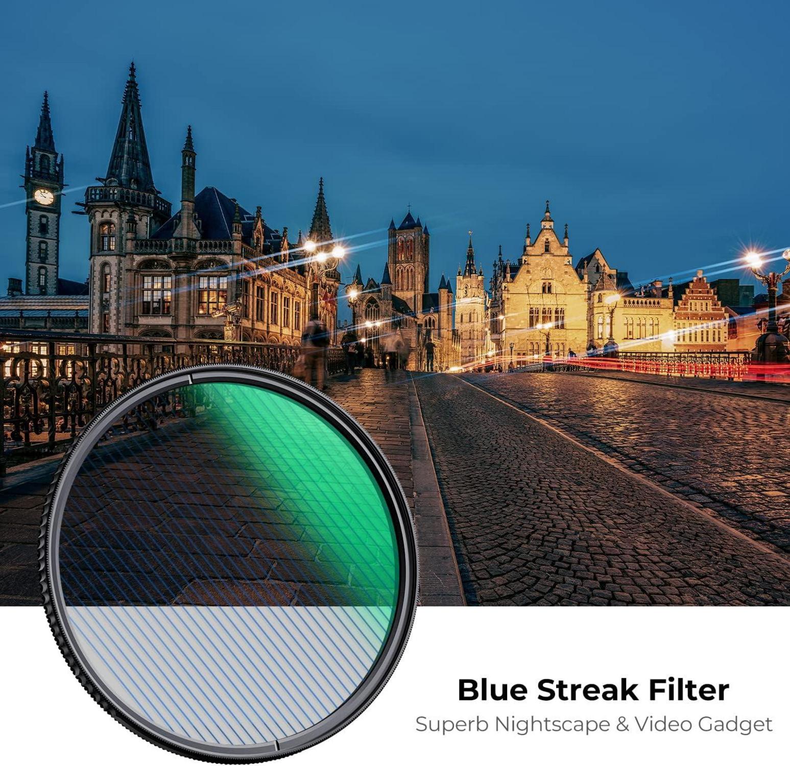 Anamorpher Effekt Filter 82mm Blaue Streifenfilter