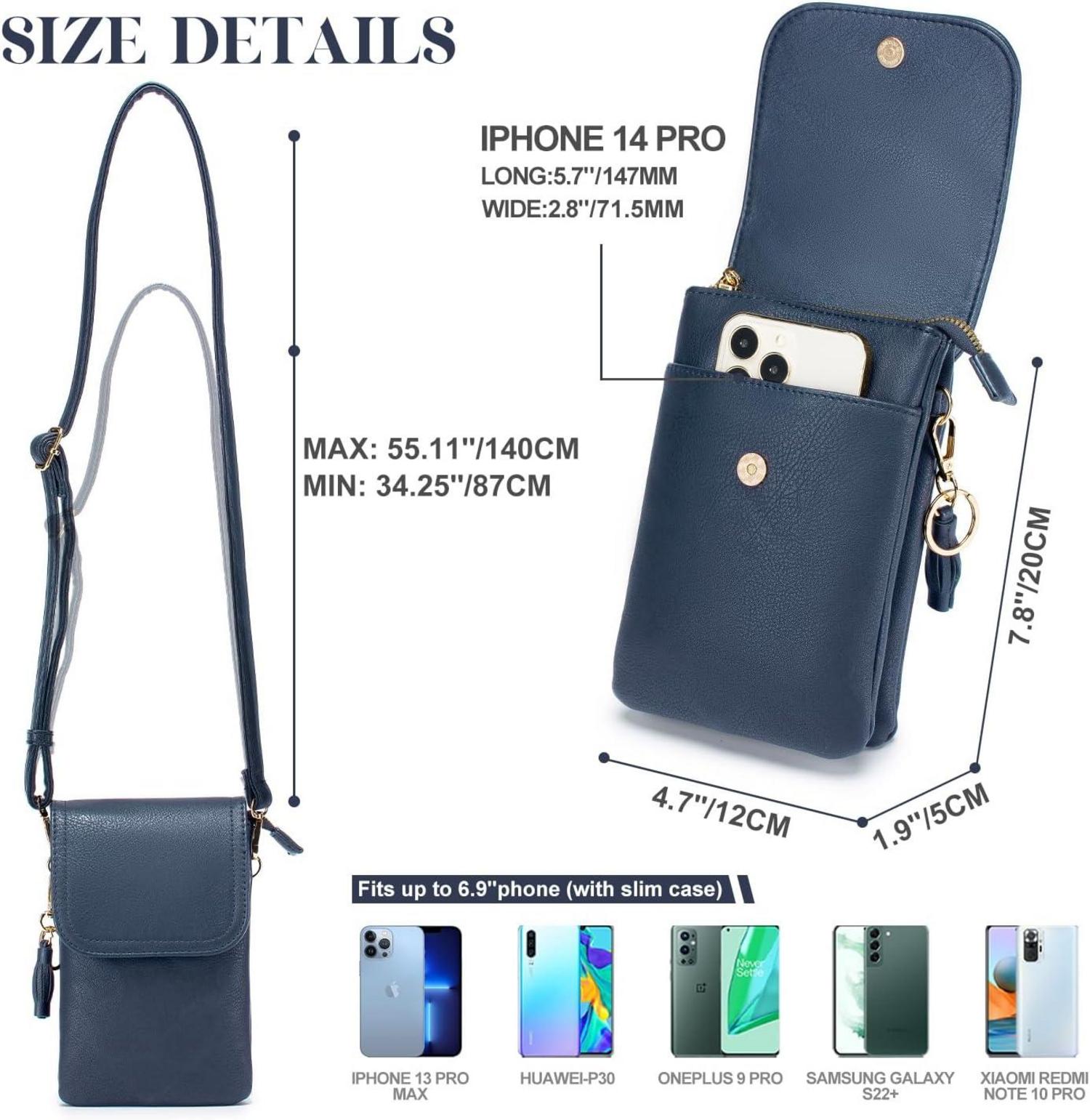 Handytasche Umhängetasche Damen PU Leder Schlüsselanhänger