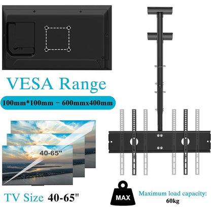 TV Deckenhalterung Höhenverstellbar Schwenkbar Neigbar 40-65