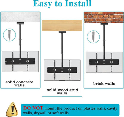 TV Deckenhalterung Höhenverstellbar Schwenkbar Neigbar für 40-65 Zoll Fernseher
