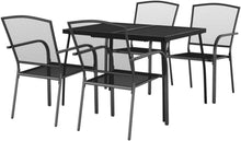 Garten Essgruppe 3-TLG. Tisch 2 Stühle Anthrazit Stahl