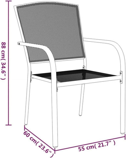 vidaXL Garten Essgruppe Anthrazit Stahl Tisch 2 Stühle stapelbar