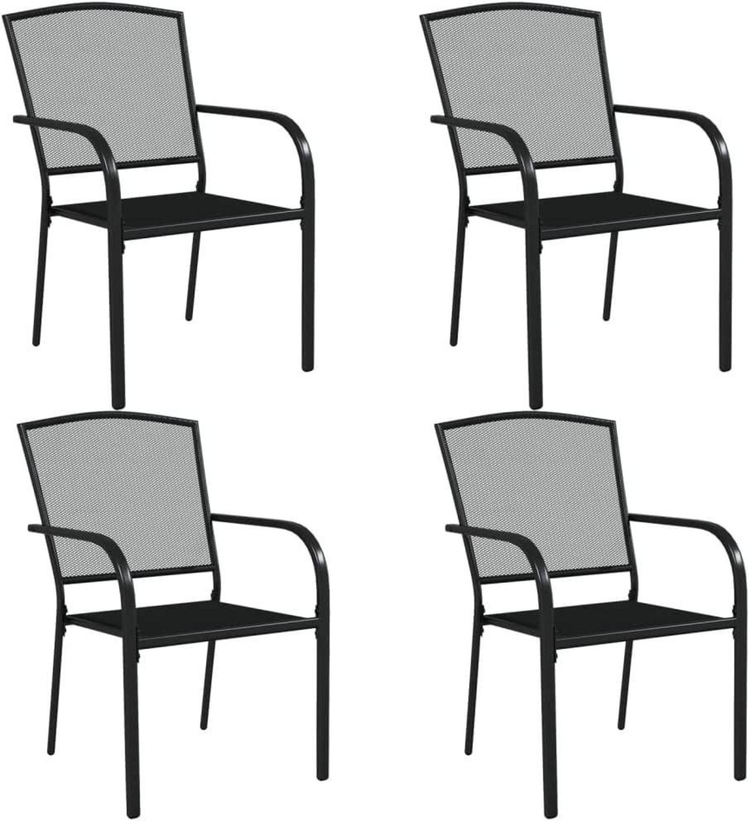 Garten Essgruppe 5-TLG. Tisch 4 Stühle Anthrazit Stahl