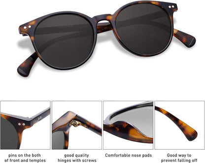 SOJOS Polarisierte Runde Sonnenbrille Retro Vintage UV400 Schutz MAY SJ2113