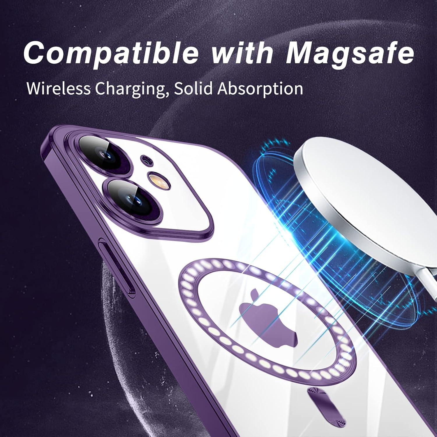 Klare Schlanke iPhone 12 Hülle mit MagSafe, Magnet, Anti-Fingerabdruck, Nie Vergilbung, Kratzfeste Dünne Hülle - Dunkellila