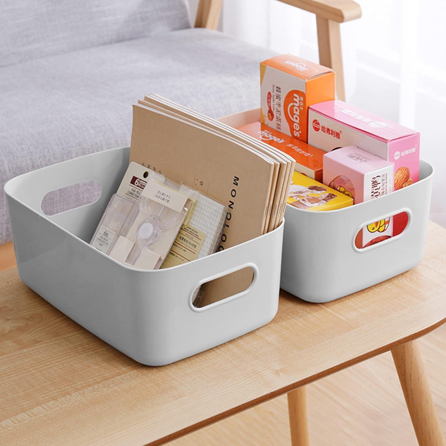 10er Set Aufbewahrungsboxen Kunststoff Aufbewahrungskorb mit Griffen Grau