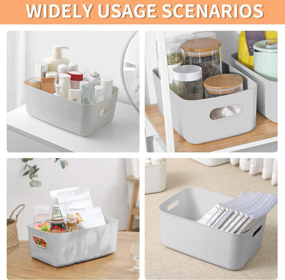 10er Set Aufbewahrungsboxen Kunststoff Grau mit Griffen 24x16x9,5cm