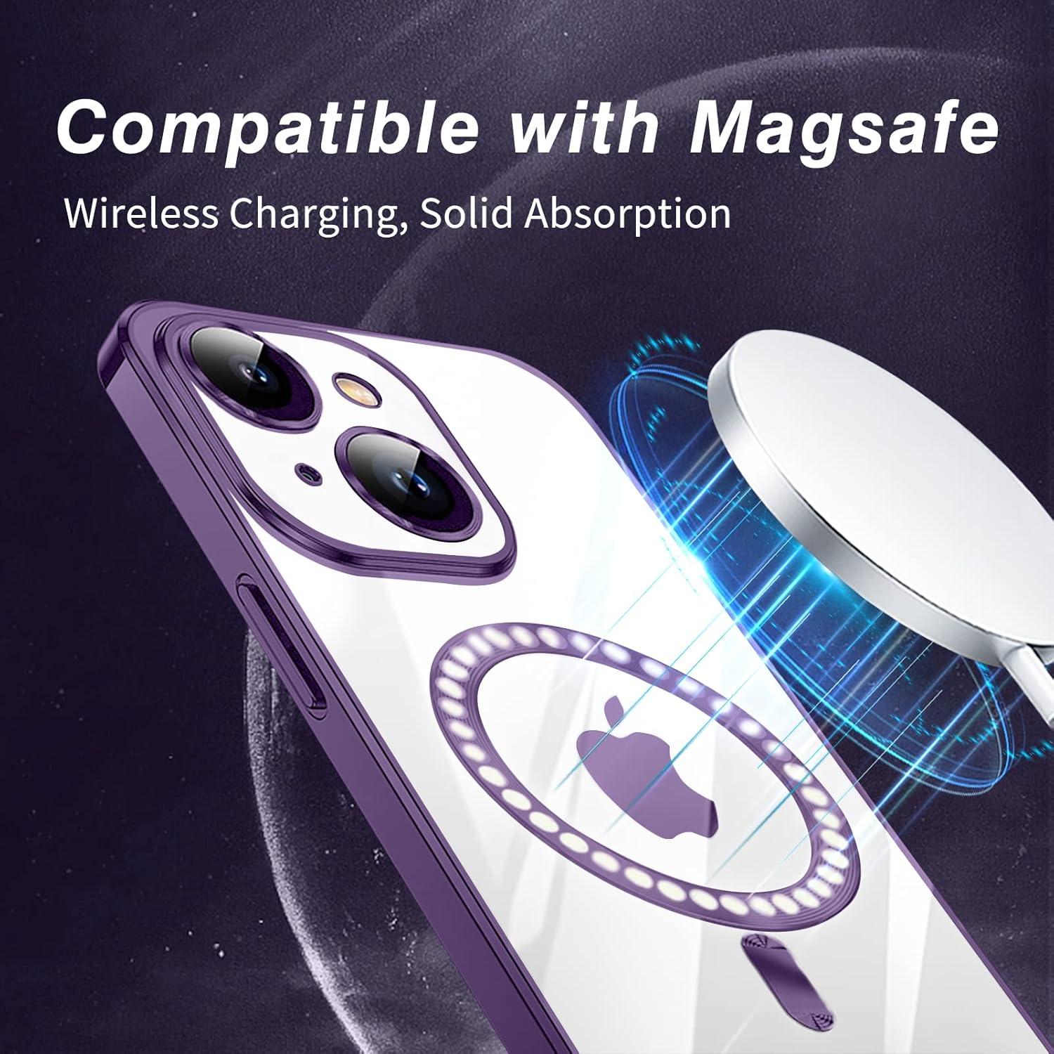 Klare Magnet Hülle für iPhone 13 mit MagSafe, Anti-Fingerabdruck - Dunkellila