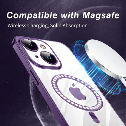 Klare Magnet Hülle für iPhone 13 mit MagSafe, Anti-Fingerabdruck - Dunkellila