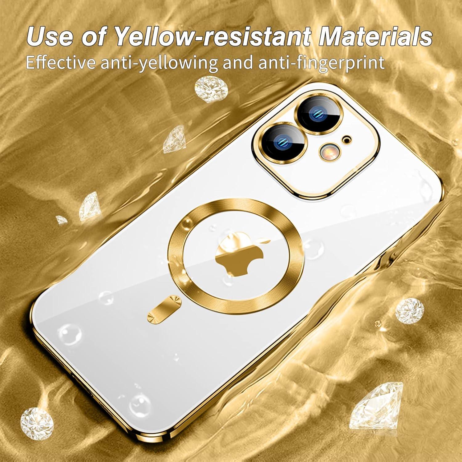 Transparente schlanke iPhone 12 Hülle MagSafe Anti-Fingerabdruck Gold