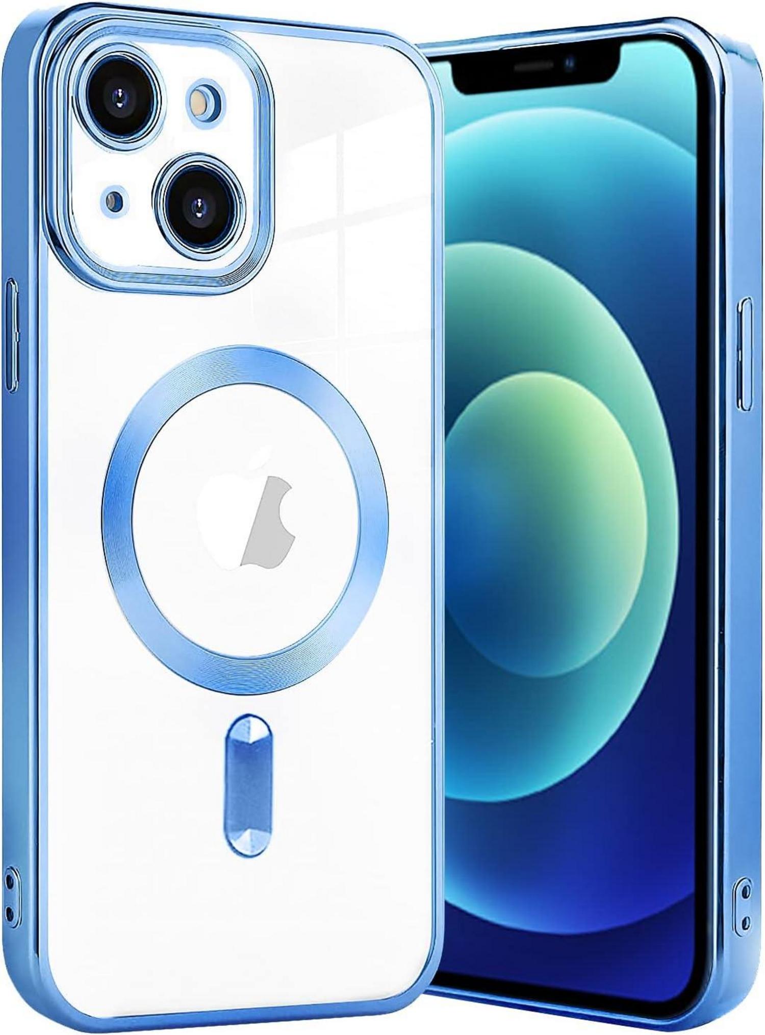 Schlanke Klare iPhone 13 Hülle mit MagSafe Blau Anti-Fingerabdruck