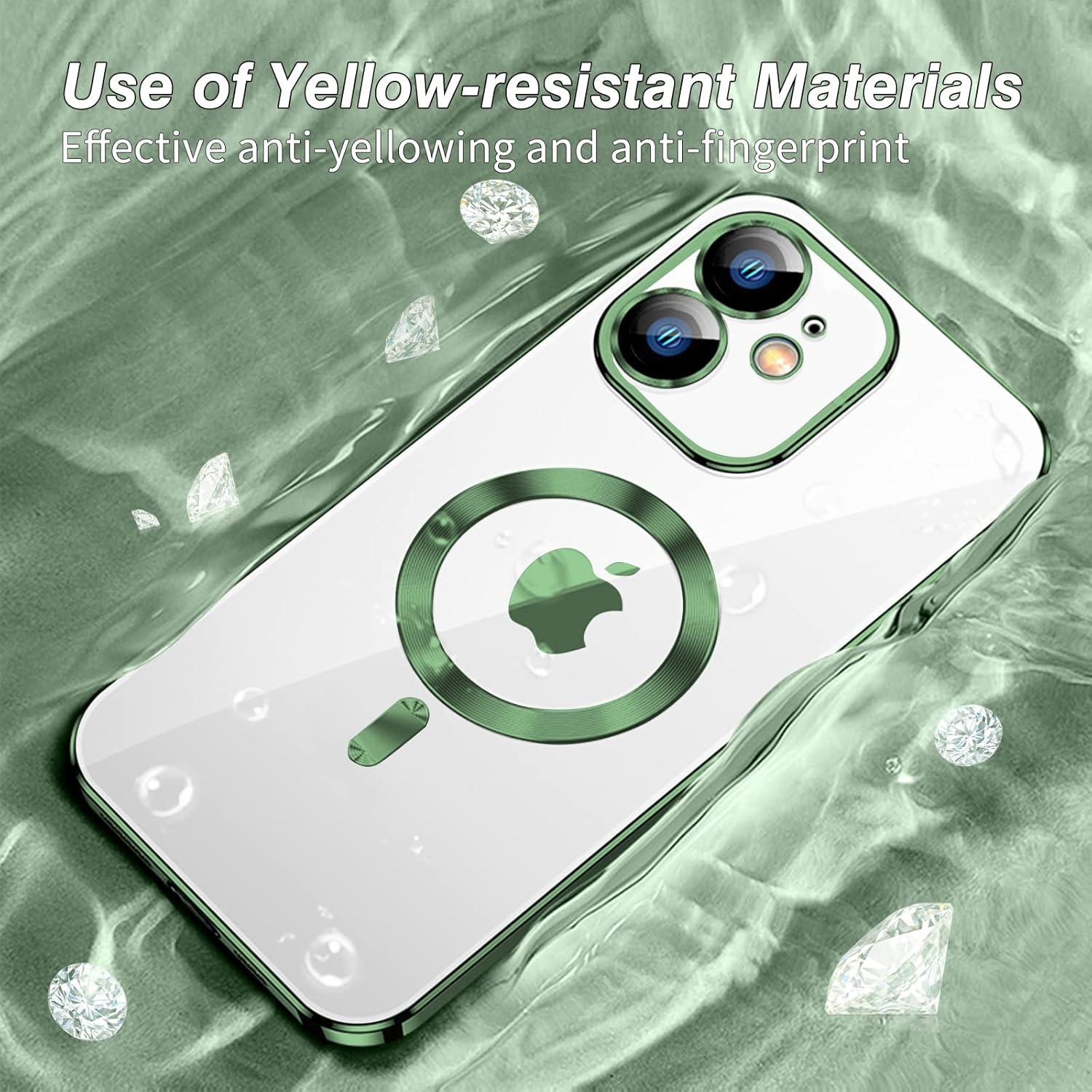 Dünne Klare Magnet iPhone 12 Hülle MagSafe Anti-Fingerabdruck Grün