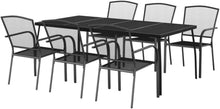 Gartenmöbel Set 7-TLG. Tisch 6 Stühle Stapelbar Anthrazit Stahl