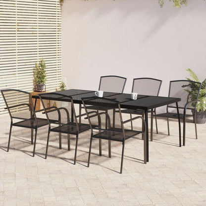 vidaXL Gartenmöbel Essgruppe 7tlg. Tisch+6 Stapelstühle