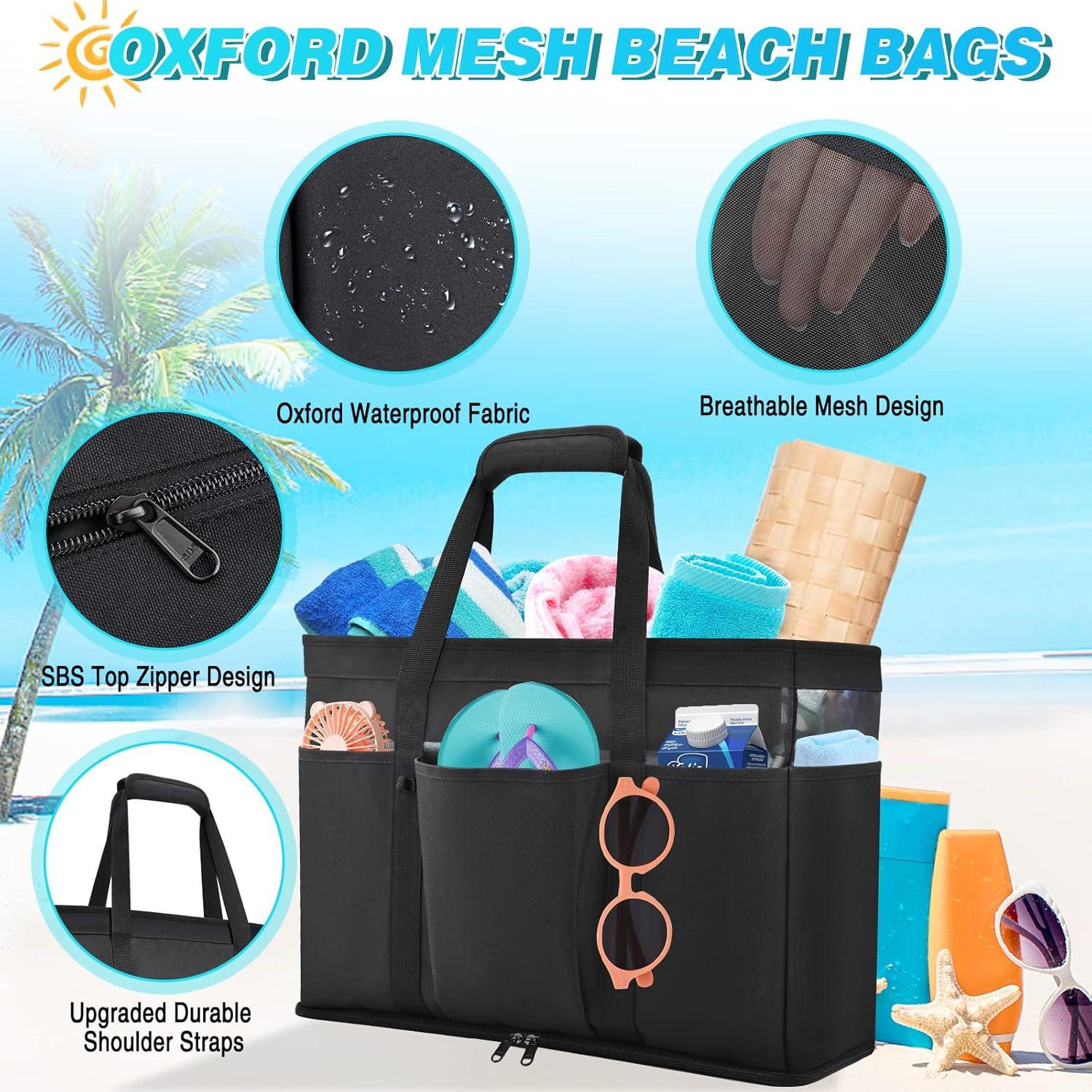 Strandtasche XXL Wasserdicht mit Nassfach 12 Taschen 45L