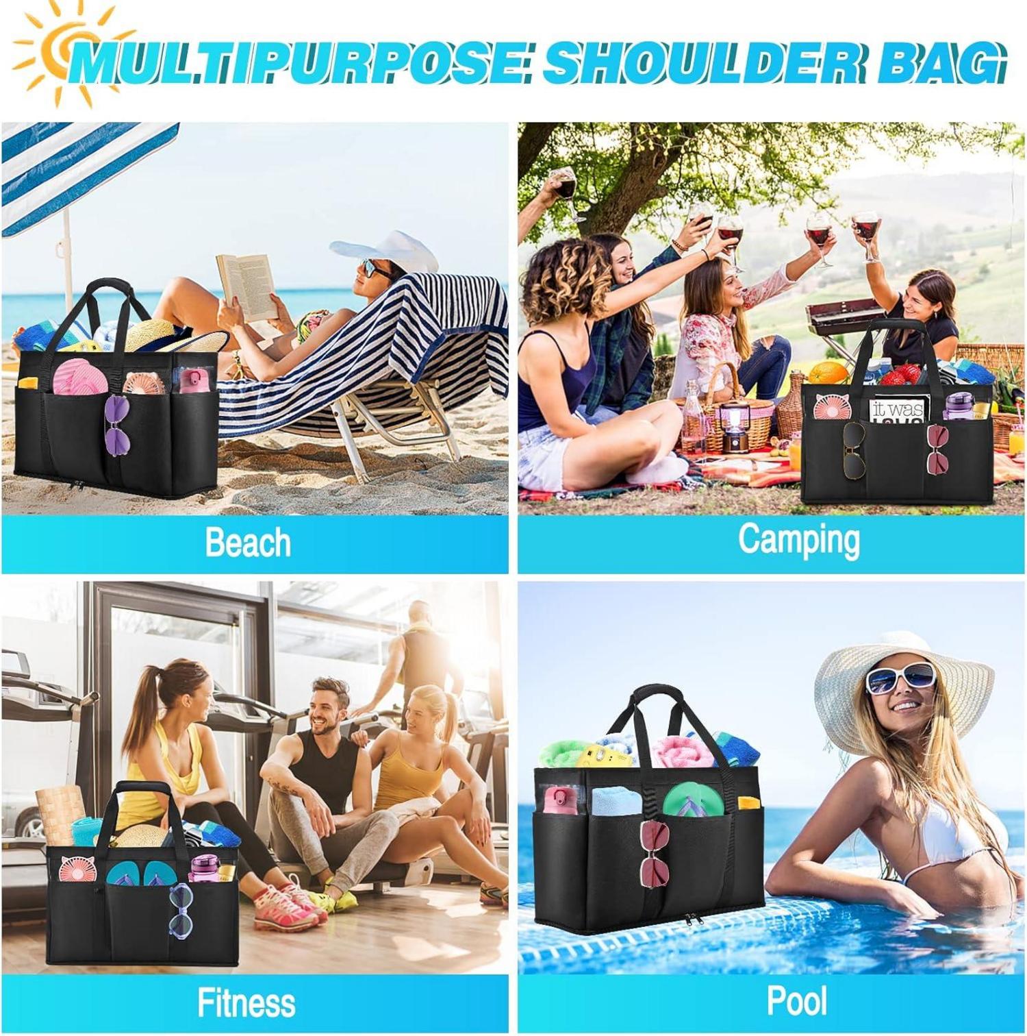 VOBUKE XXL Strandtasche 45L wasserdicht mit Nassfach & 12 Taschen
