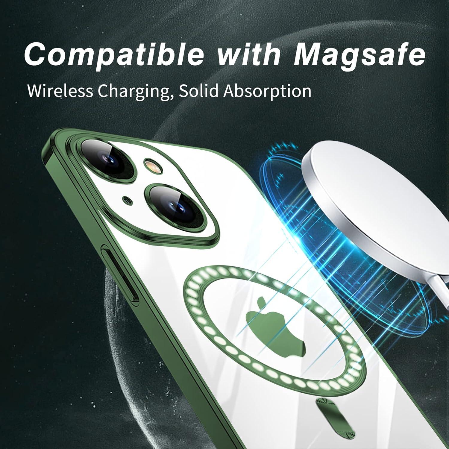 Klare Schlanke iPhone 13 Hülle Kompatibel mit MagSafe Green