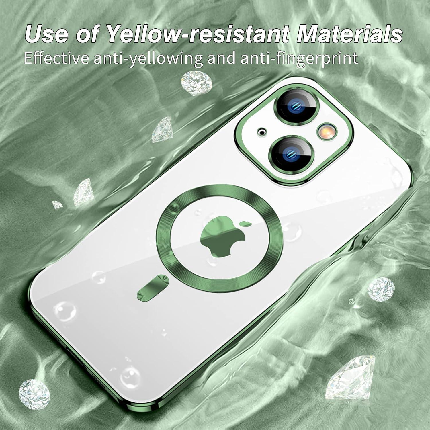 Transparente Schlanke iPhone 13 MagSafe Hülle Grün Magnetic Case