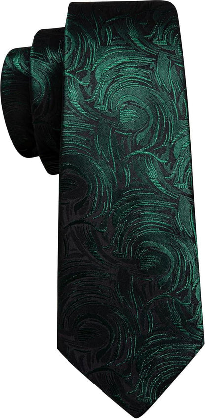 Barry.Wang Herren Krawatte Set Seide Floral Manschettenknöpfe Einstecktuch