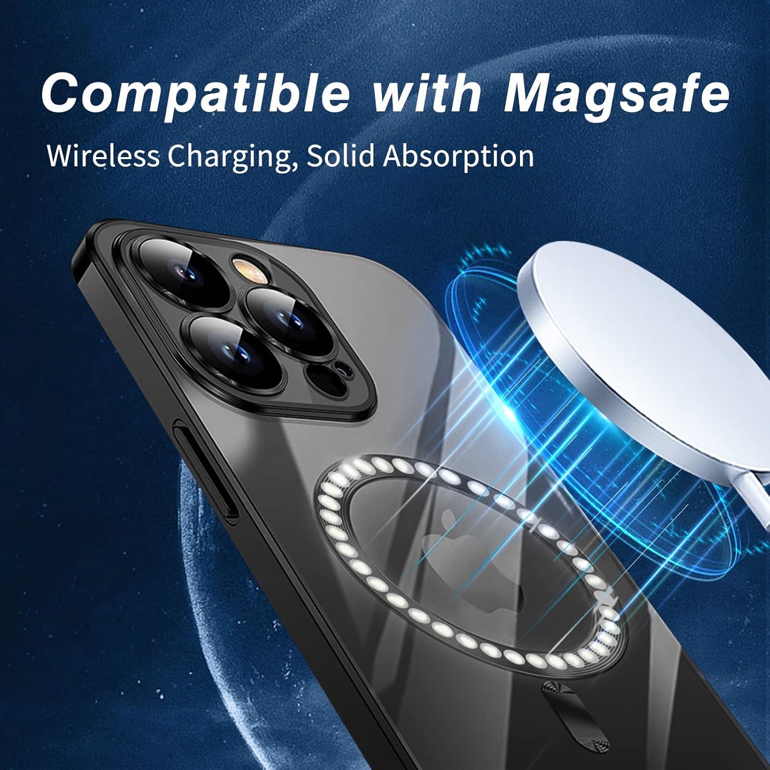 Klare Magnetische Handyhülle für iPhone 13 Pro Max, Kompatibel mit MagSafe, Kratzfeste Schutzhülle - Schwarz